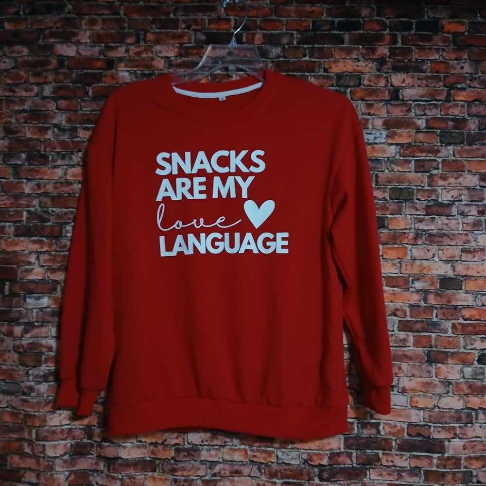Snacks Are My Love Language - Red Pullover Sweatshirt Unisex Size Medium